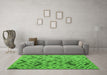 Machine Washable Abstract Green Modern Area Rugs in a Living Room,, wshabs5001grn