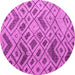 Round Machine Washable Abstract Pink Modern Rug, wshabs5001pnk