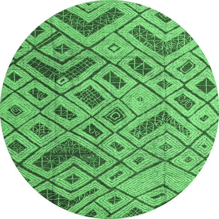 Round Abstract Emerald Green Modern Rug, abs5001emgrn