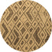 Round Machine Washable Abstract Brown Modern Rug, wshabs5001brn