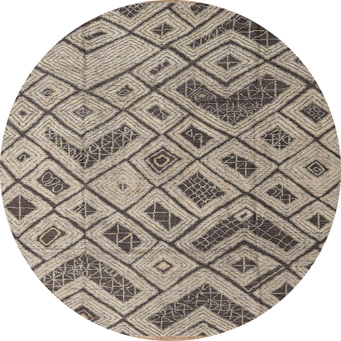 Round Abstract Tan Brown Modern Rug, abs5001