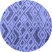 Round Machine Washable Abstract Blue Modern Rug, wshabs5001blu