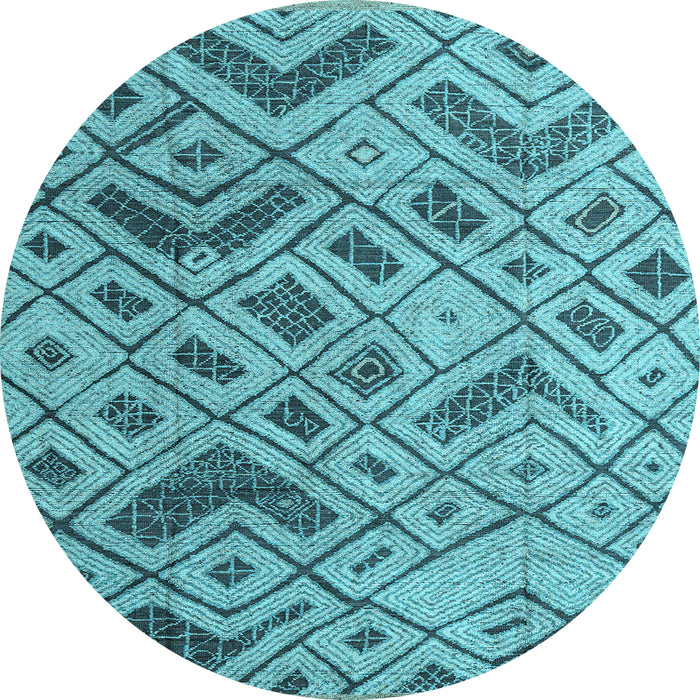 Round Abstract Light Blue Modern Rug, abs5001lblu