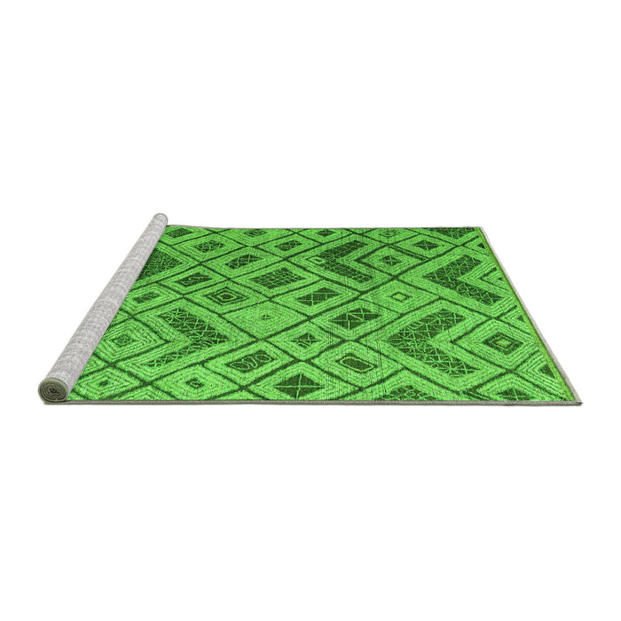 Sideview of Machine Washable Abstract Green Modern Area Rugs, wshabs5001grn