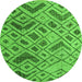 Round Machine Washable Abstract Green Modern Area Rugs, wshabs5001grn