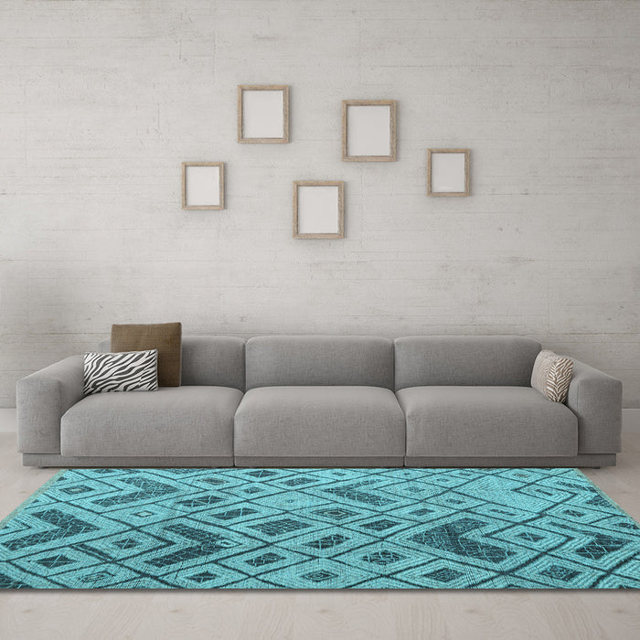 Machine Washable Abstract Light Blue Modern Rug in a Living Room, wshabs5001lblu