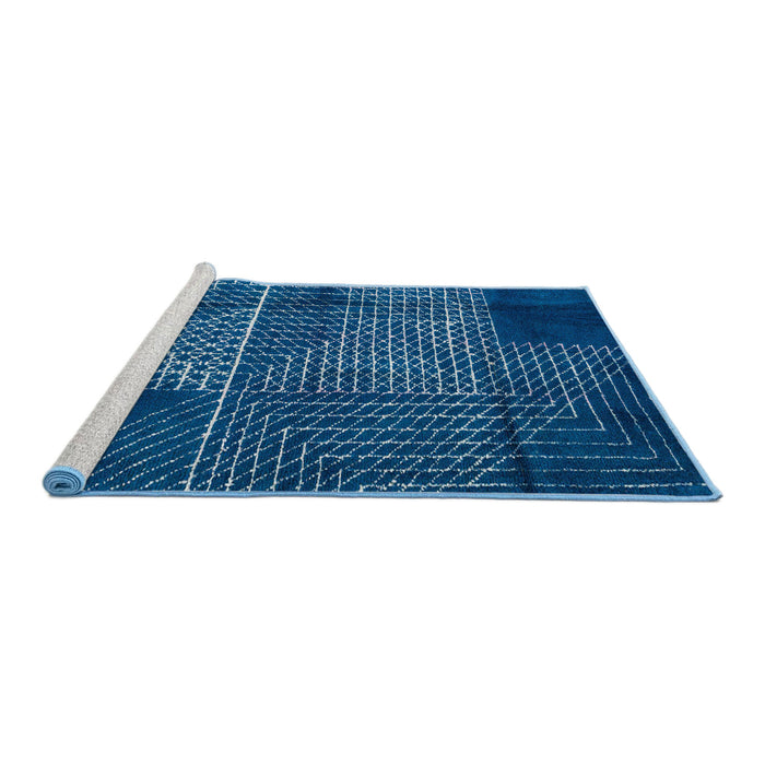 Sideview of Machine Washable Abstract Blueberry Blue Rug, wshabs5002