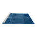 Sideview of Machine Washable Abstract Blueberry Blue Rug, wshabs5002
