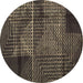 Round Machine Washable Abstract Brown Modern Rug, wshabs5002brn