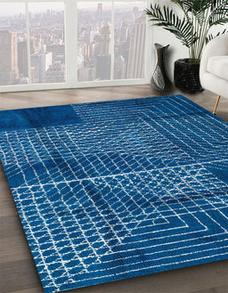 Machine Washable Abstract Blueberry Blue Rug in a Family Room, wshabs5002