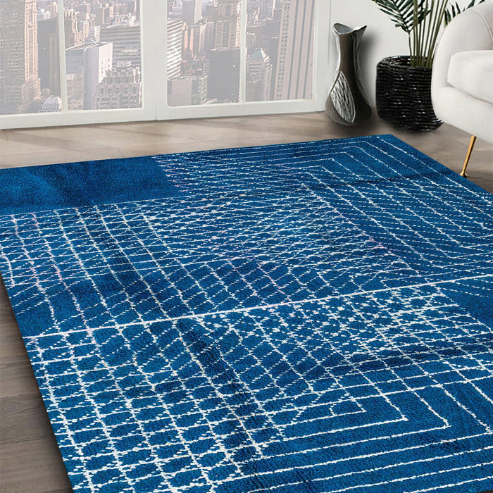 Machine Washable Abstract Blueberry Blue Rug in a Family Room, wshabs5002