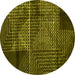 Round Abstract Yellow Modern Rug, abs5002yw