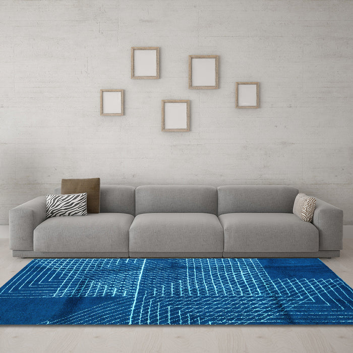 Machine Washable Abstract Light Blue Modern Rug in a Living Room, wshabs5002lblu