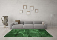 Machine Washable Abstract Emerald Green Modern Rug, wshabs5002emgrn