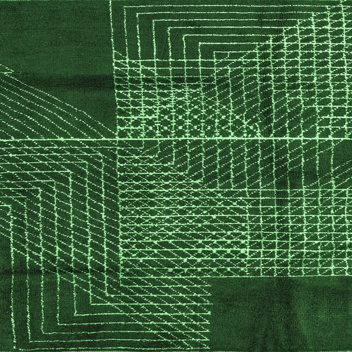 Square Machine Washable Abstract Emerald Green Modern Area Rugs, wshabs5002emgrn