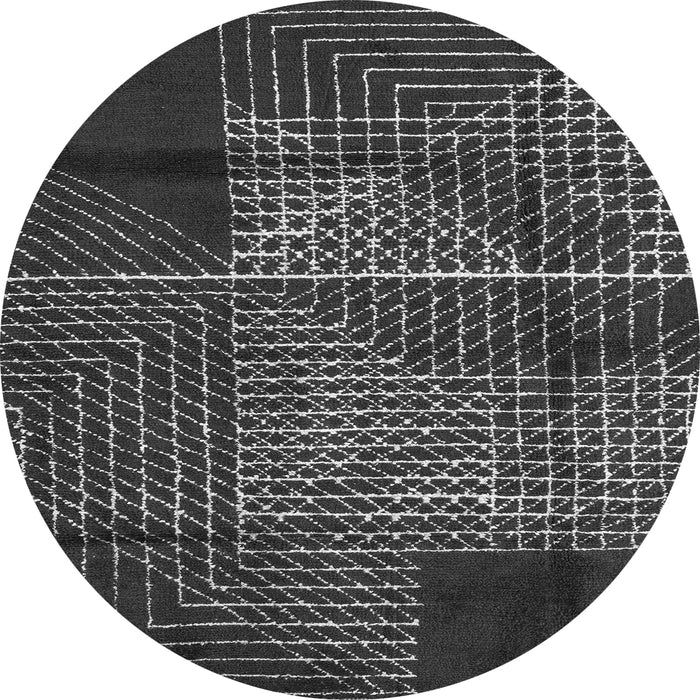 Round Abstract Gray Modern Rug, abs5002gry