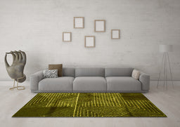 Machine Washable Abstract Yellow Modern Rug in a Living Room, wshabs5002yw
