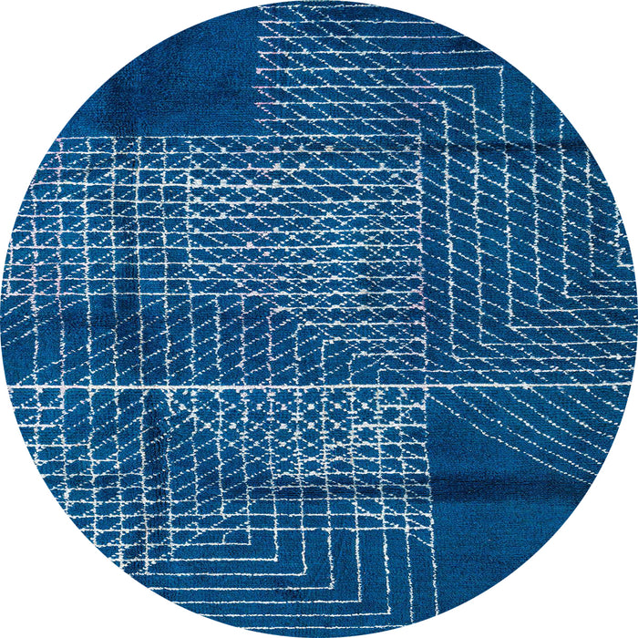 Round Abstract Blue Modern Rug, abs5002