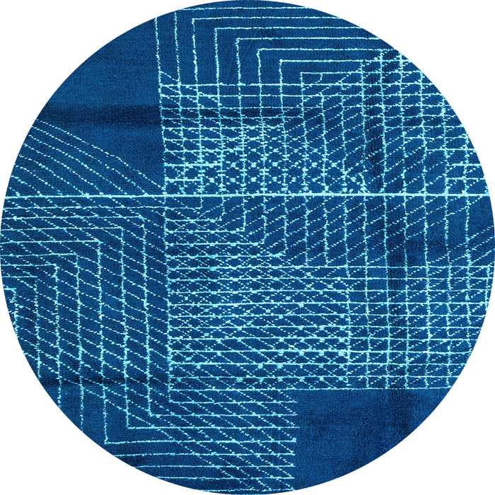 Round Machine Washable Abstract Light Blue Modern Rug, wshabs5002lblu