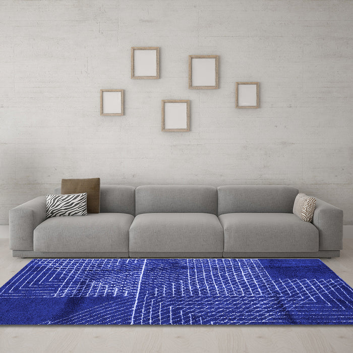 Machine Washable Abstract Blue Modern Rug in a Living Room, wshabs5002blu