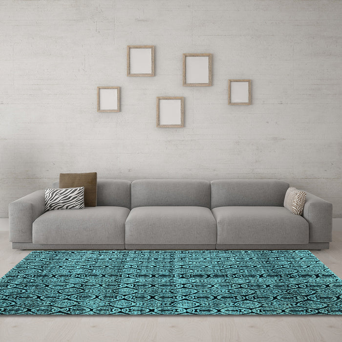 Machine Washable Abstract Light Blue Modern Rug in a Living Room, wshabs5003lblu