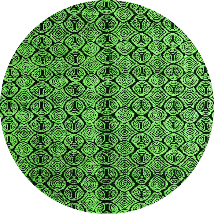 Round Machine Washable Abstract Green Modern Area Rugs, wshabs5003grn
