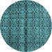 Round Abstract Light Blue Modern Rug, abs5003lblu