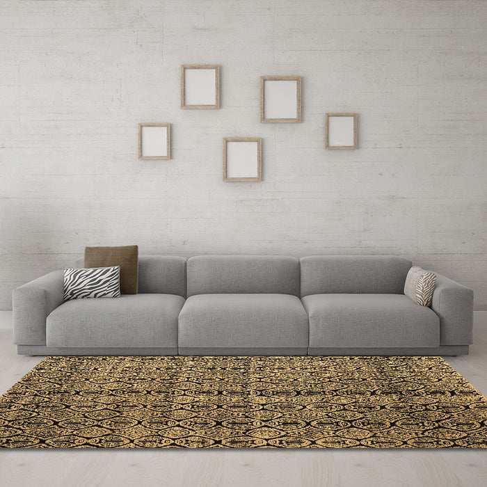 Machine Washable Abstract Brown Modern Rug in a Living Room,, wshabs5003brn