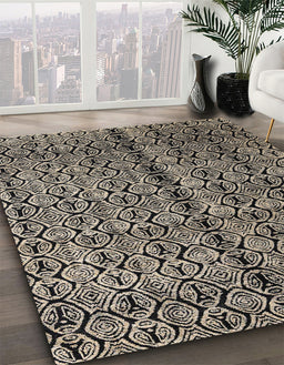 Machine Washable Abstract Light French Beige Brown Rug in a Family Room, wshabs5003