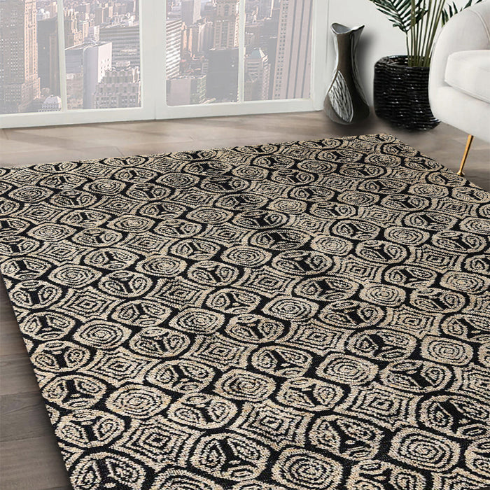 Abstract Light French Beige Brown Modern Rug in Family Room, abs5003