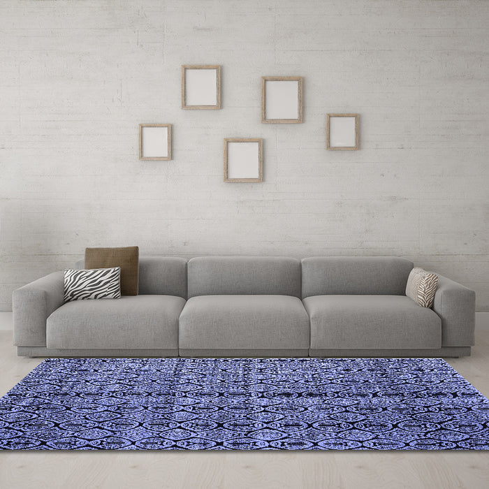 Machine Washable Abstract Blue Modern Rug in a Living Room, wshabs5003blu