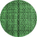 Round Abstract Emerald Green Modern Rug, abs5003emgrn