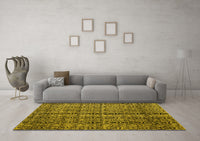 Machine Washable Abstract Yellow Modern Rug, wshabs5003yw