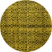 Round Machine Washable Abstract Yellow Modern Rug, wshabs5003yw