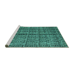 Sideview of Machine Washable Abstract Turquoise Modern Area Rugs, wshabs5003turq