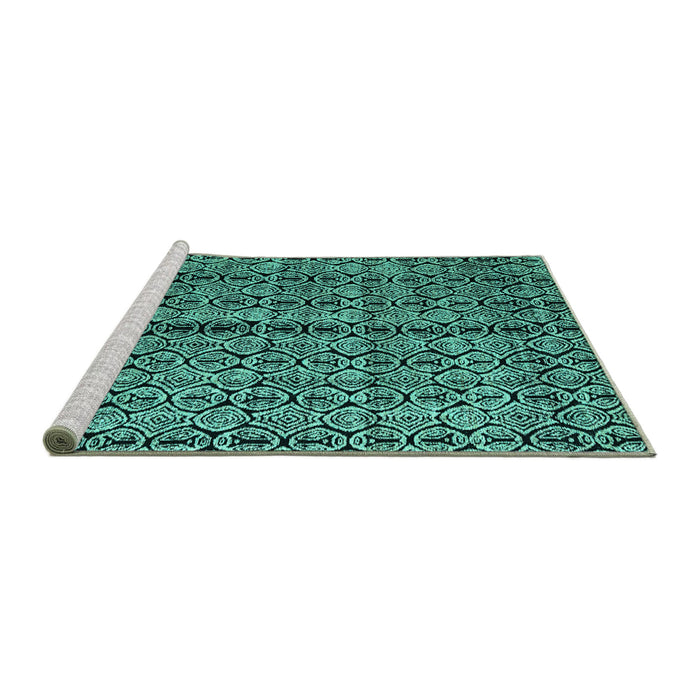 Sideview of Machine Washable Abstract Turquoise Modern Area Rugs, wshabs5003turq