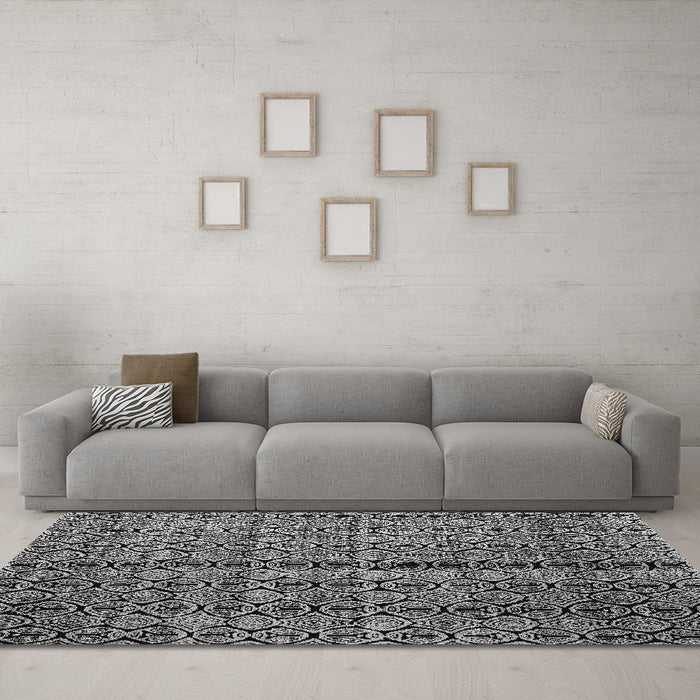 Machine Washable Abstract Gray Modern Rug in a Living Room,, wshabs5003gry