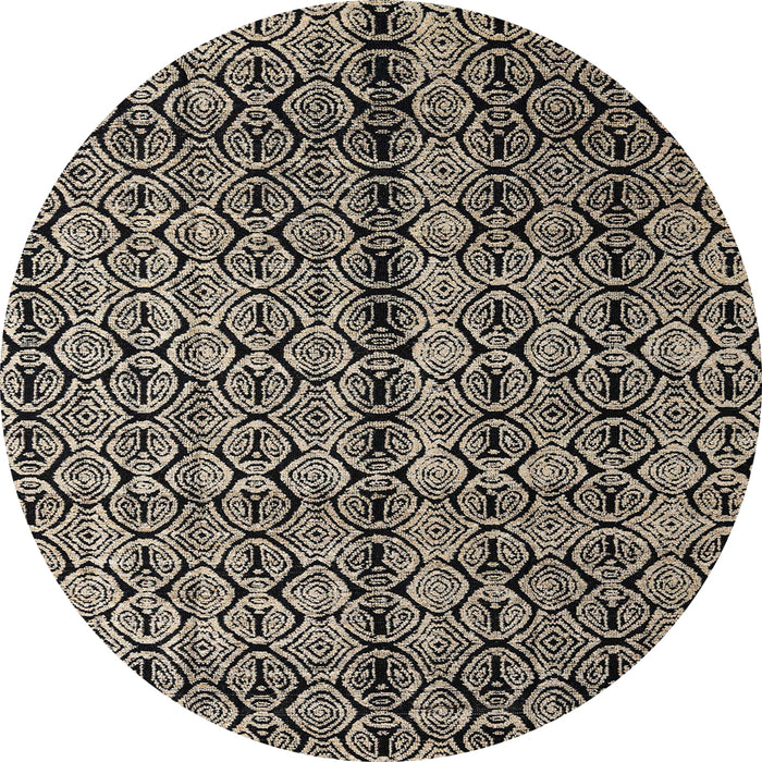 Round Abstract Light French Beige Brown Modern Rug, abs5003