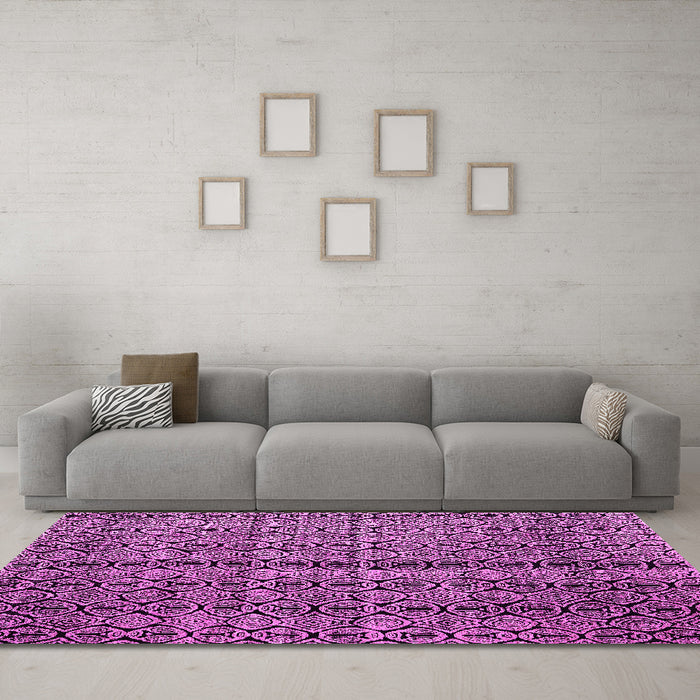 Machine Washable Abstract Pink Modern Rug in a Living Room, wshabs5003pnk
