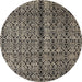 Round Machine Washable Abstract Light French Beige Brown Rug, wshabs5003