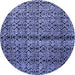 Round Machine Washable Abstract Blue Modern Rug, wshabs5003blu