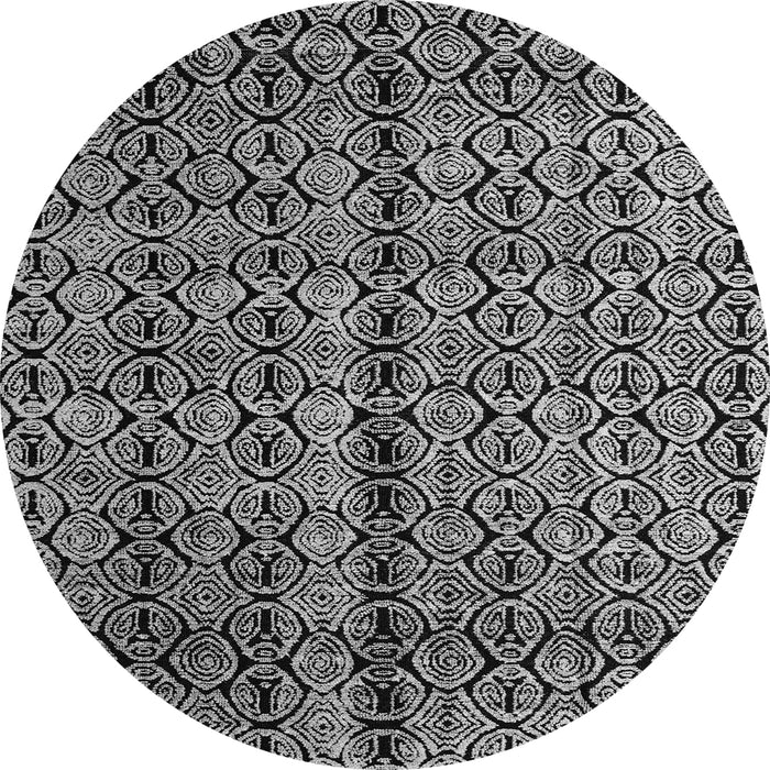 Round Machine Washable Abstract Gray Modern Rug, wshabs5003gry
