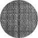 Round Machine Washable Abstract Gray Modern Rug, wshabs5003gry