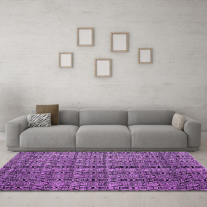 Machine Washable Abstract Purple Modern Area Rugs in a Living Room, wshabs5003pur