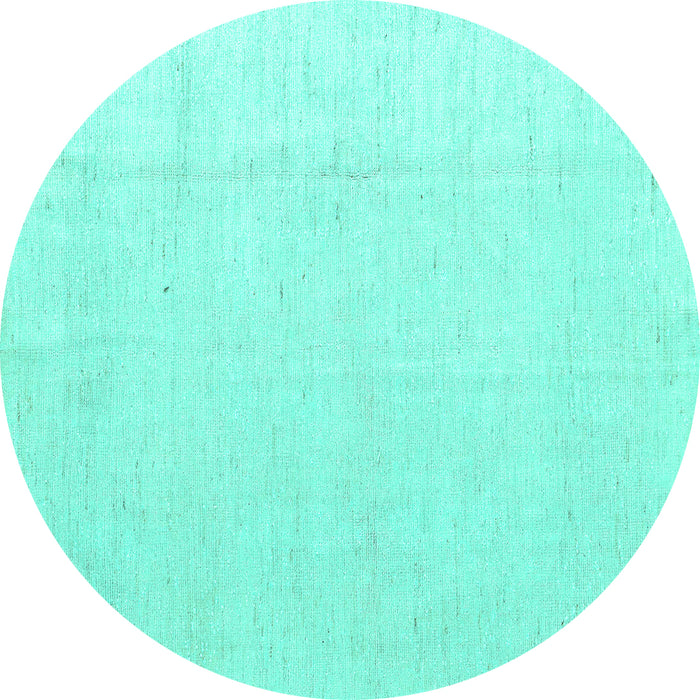 Round Solid Turquoise Modern Rug, abs5004turq