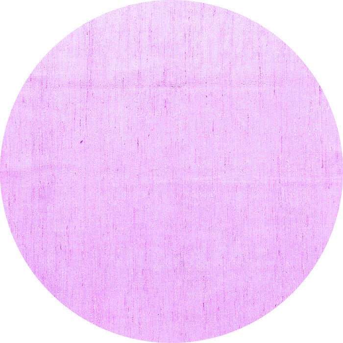 Round Machine Washable Solid Purple Modern Area Rugs, wshabs5004pur