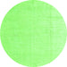 Round Machine Washable Solid Green Modern Area Rugs, wshabs5004grn