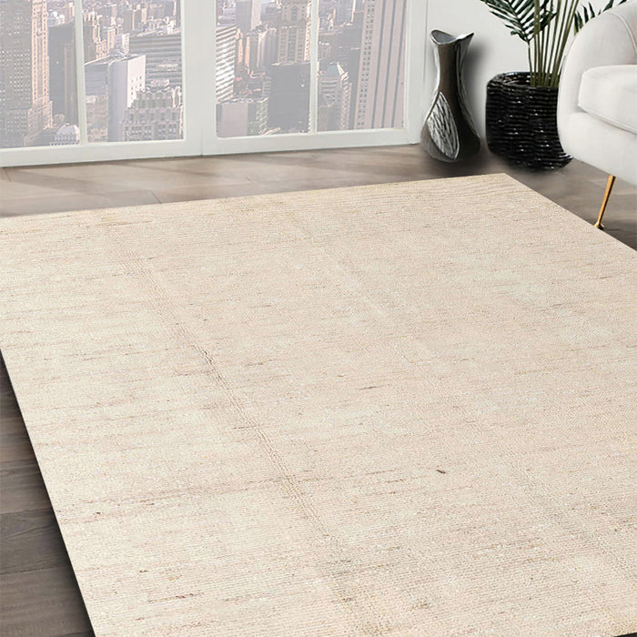 Abstract Wheat Beige Solid Rug in Family Room, abs5004