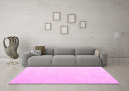 Machine Washable Solid Pink Modern Rug in a Living Room, wshabs5004pnk