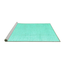 Sideview of Machine Washable Solid Turquoise Modern Area Rugs, wshabs5004turq